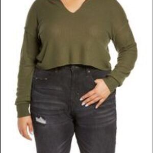 BP Crop Waffle Knit Sweater